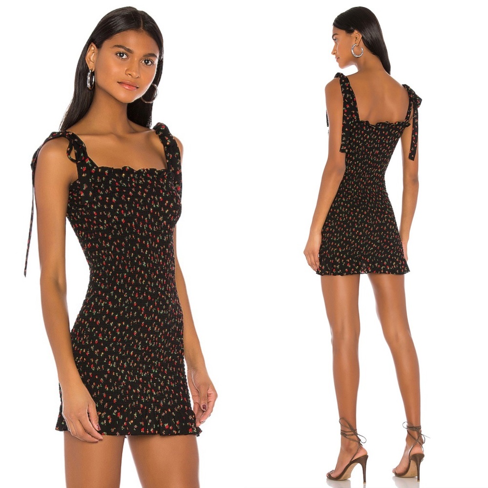 NWT Free People Bella Slip Dress Floral Black
